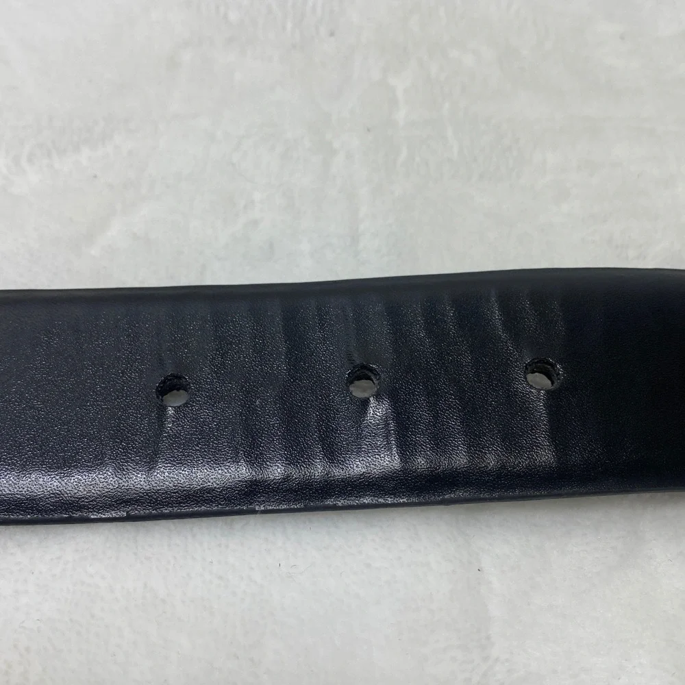 Steve Madden Mens Dressy Leather Belt Black Gunmetal‎ Buckle Size 36